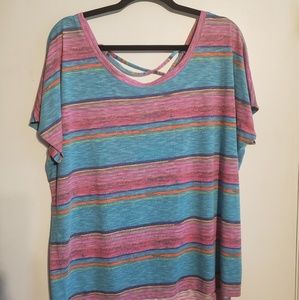 Short Sleeve Shirt with Lace Up Back